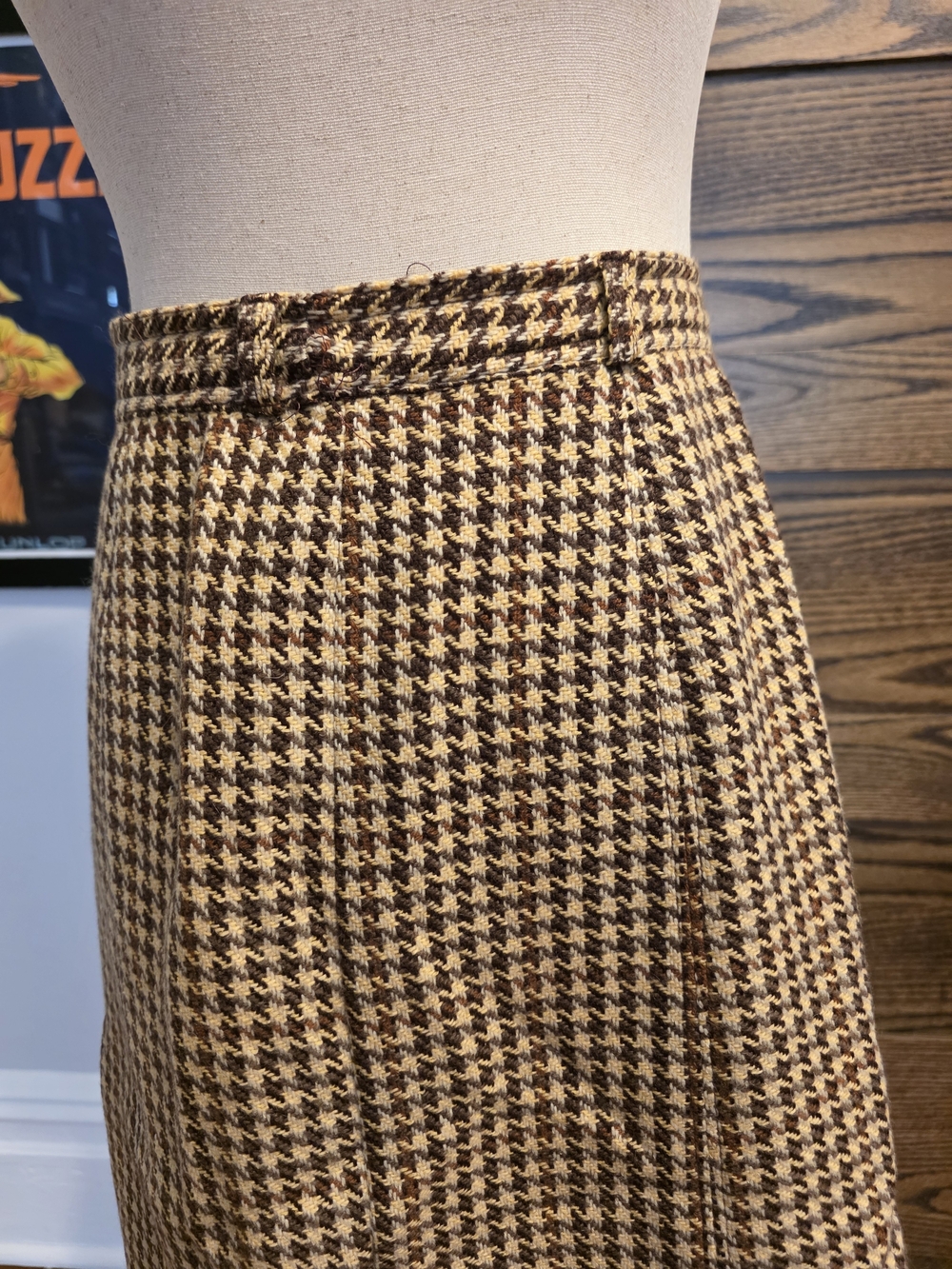 Vintage 1950s/1960s Wool Houndstooth A-Line Skirt - Picture 4 of 5